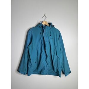 Rohan Jacket Mens Large Blue Hooded Water Resistant Outdoor Hiking Shell Travel